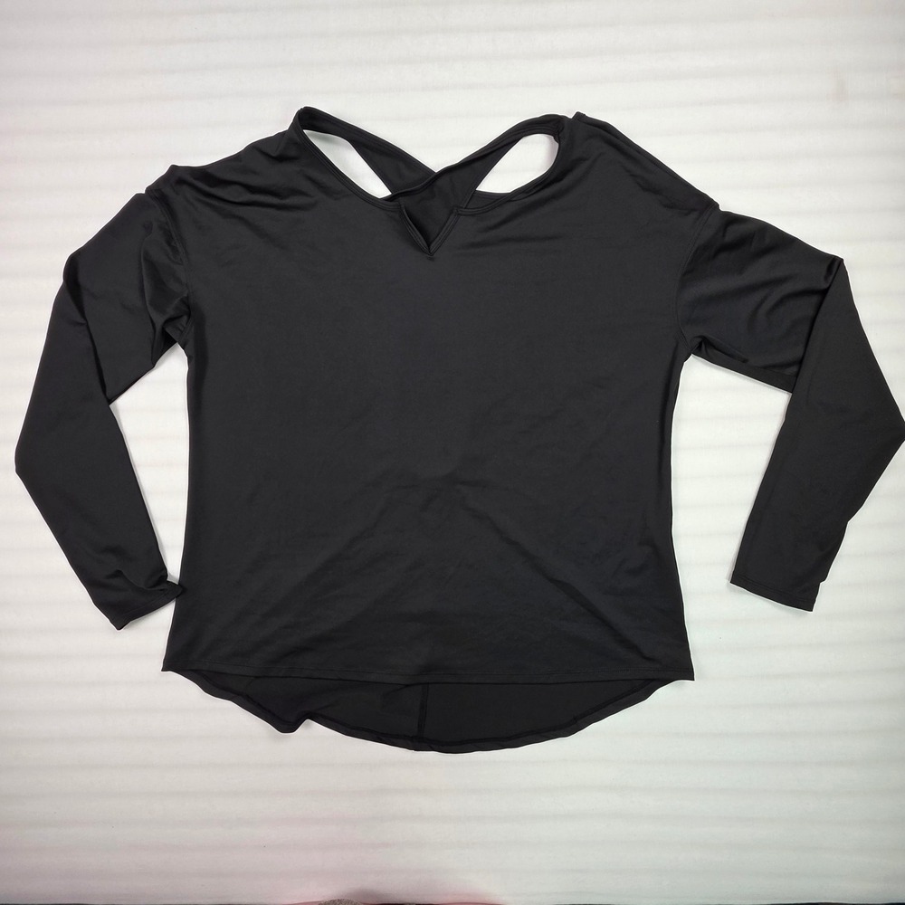 Halara Black Long Sleeve Open Back Activewear Top Thumbholes Large